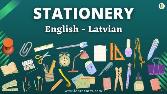 Stationery items names in Latvian and English