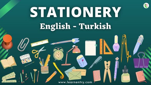 Stationery items names in Turkish and English