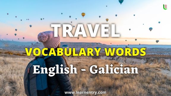 Travel vocabulary words in Galician and English