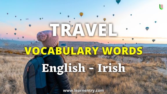 Travel vocabulary words in Irish and English