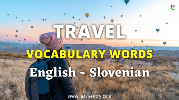 Travel vocabulary words in Slovenian and English