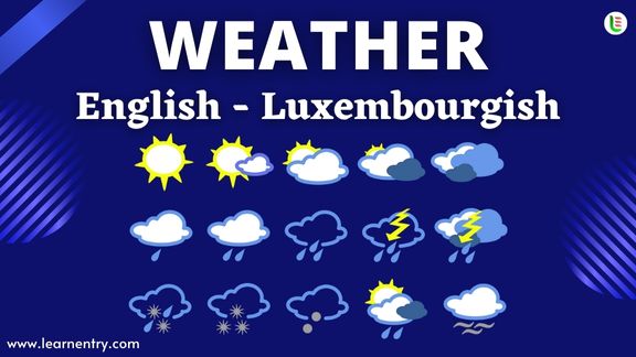 Weather vocabulary words in Luxembourgish and English
