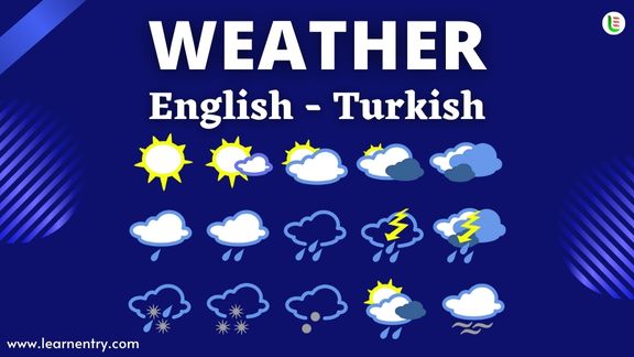 Weather vocabulary words in Turkish and English