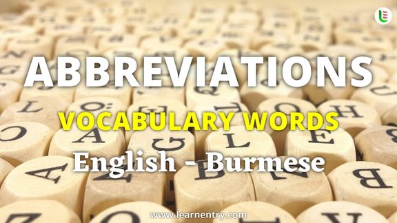 Abbreviation vocabulary words in Burmese and English