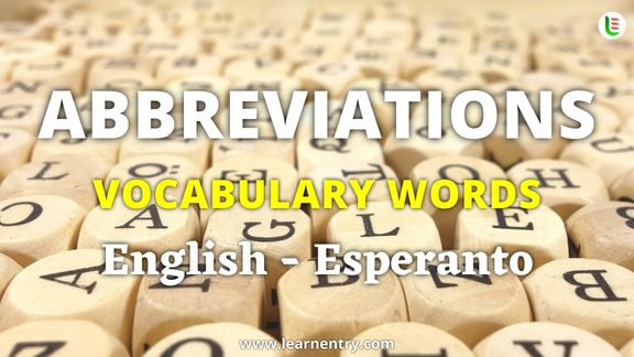 Abbreviation vocabulary words in Esperanto and English - Common Esperanto Vocabulary