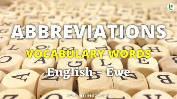 Abbreviation vocabulary words in Ewe and English