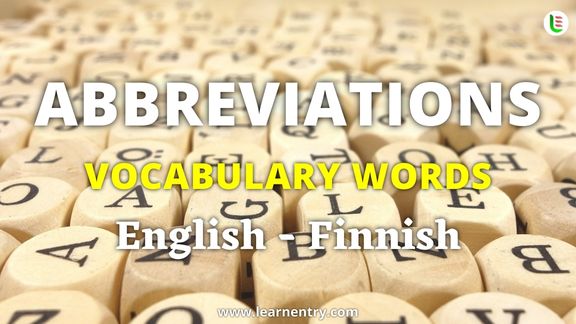 Abbreviation vocabulary words in Finnish and English
