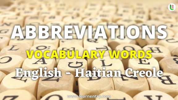 Abbreviation vocabulary words in Haitian creole and English