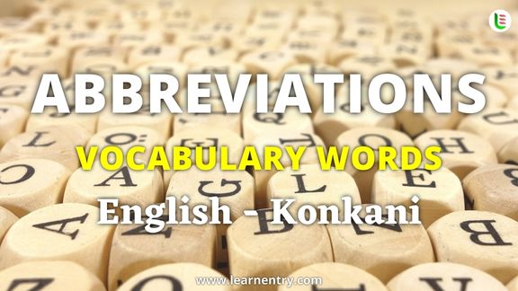 Abbreviation vocabulary words in Konkani and English - Common Konkani Vocabulary