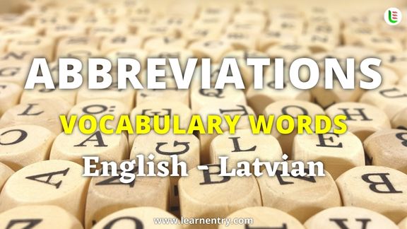 Abbreviation vocabulary words in Latvian and English