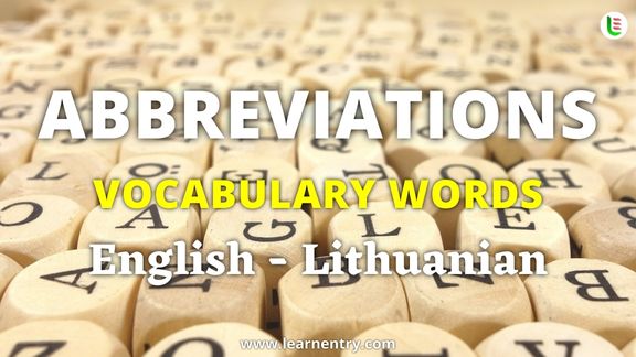 Abbreviation vocabulary words in Lithuanian and English