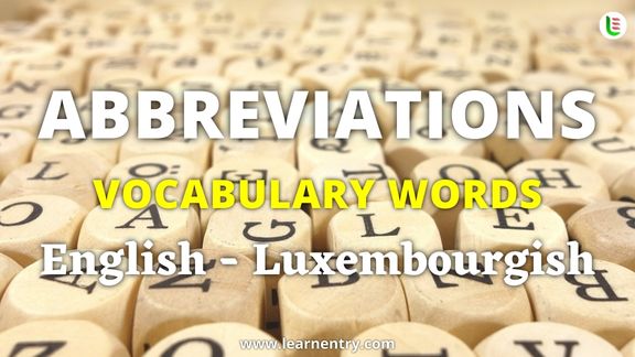 Abbreviation vocabulary words in Luxembourgish and English