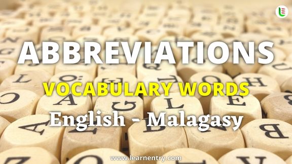 Abbreviation vocabulary words in Malagasy and English