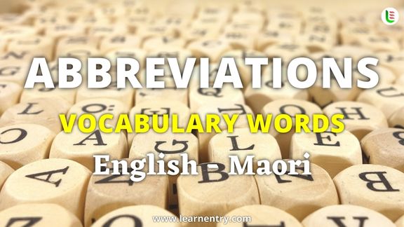 Abbreviation vocabulary words in Maori and English