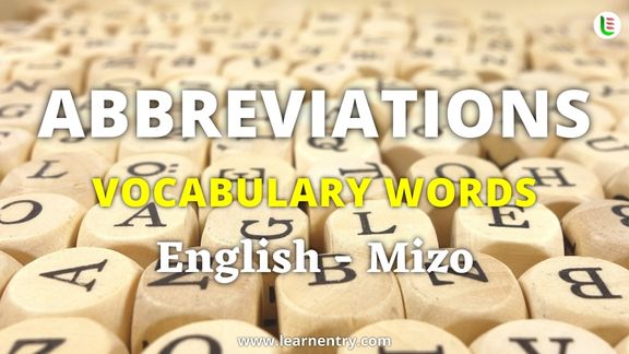 Abbreviation vocabulary words in Mizo and English
