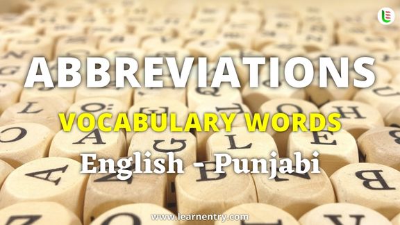 Abbreviation vocabulary words in Punjabi and English