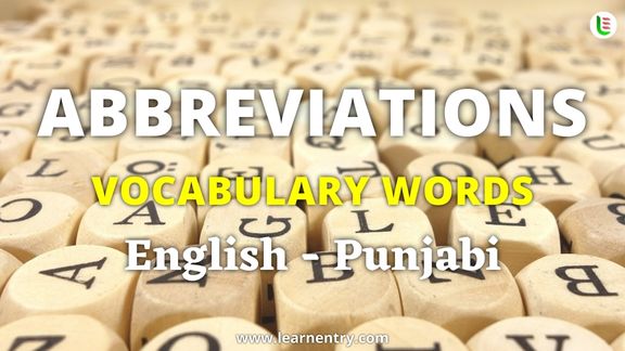 Abbreviation vocabulary words in Punjabi and English - Common Punjabi Vocabulary