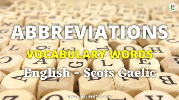 Abbreviation vocabulary words in Scots gaelic and English