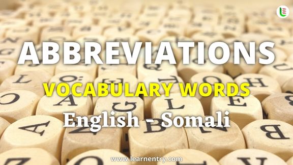 Abbreviation vocabulary words in Somali and English