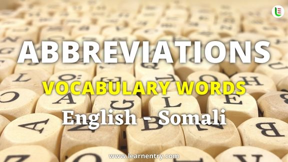 Abbreviation vocabulary words in Somali and English - Common Somali Vocabulary