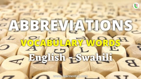 Abbreviation vocabulary words in Swahili and English