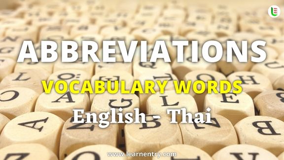 Abbreviation vocabulary words in Thai and English