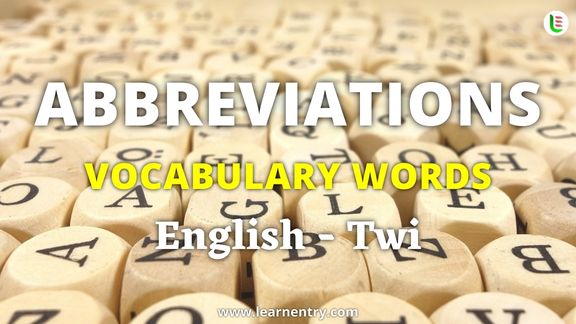 Abbreviation vocabulary words in Twi and English