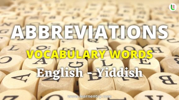 Abbreviation vocabulary words in Yiddish and English