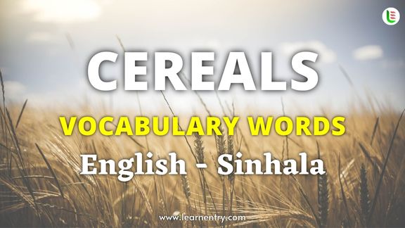 Cereals names in Sinhala and English
