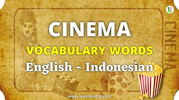 Cinema vocabulary words in Indonesian and English