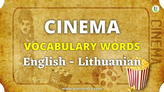 Cinema vocabulary words in Lithuanian and English