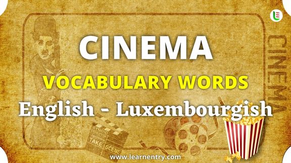 Cinema vocabulary words in Luxembourgish and English