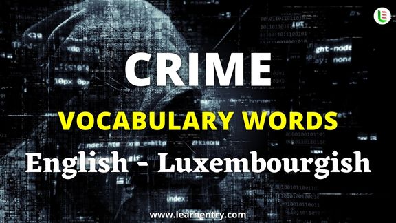 Crime vocabulary words in Luxembourgish and English