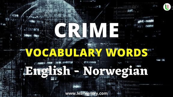 Crime vocabulary words in Norwegian and English