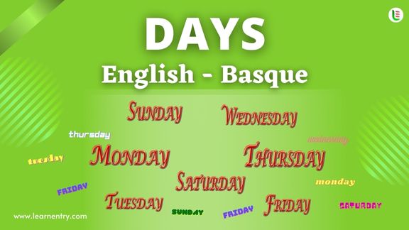 Days names in Basque and English
