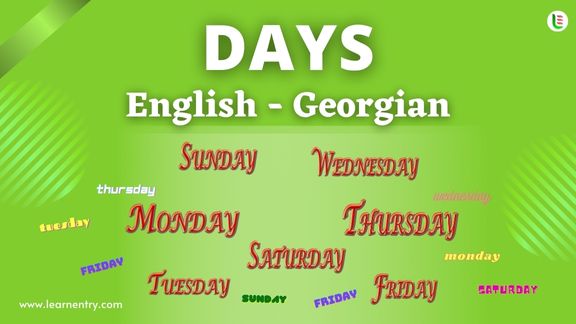 Days names in Georgian and English