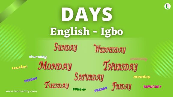 Days names in Igbo and English - Common Igbo Vocabulary
