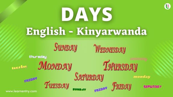 Days names in Kinyarwanda and English - Common Kinyarwanda Vocabulary