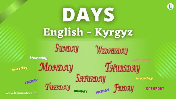 Days names in Kyrgyz and English