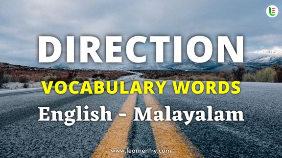 Direction vocabulary words in Malayalam and English
