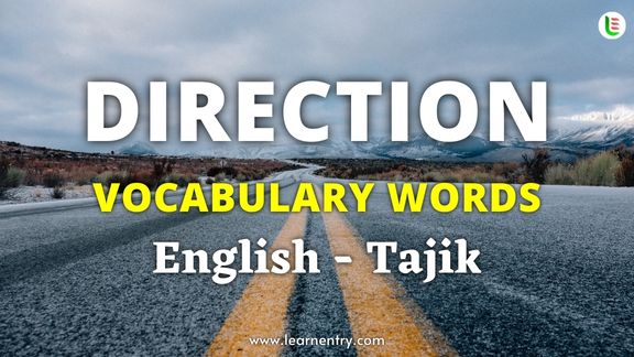 Direction vocabulary words in Tajik and English