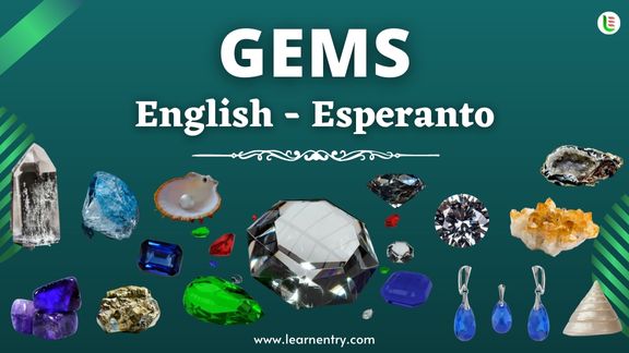 Gems vocabulary words in Esperanto and English