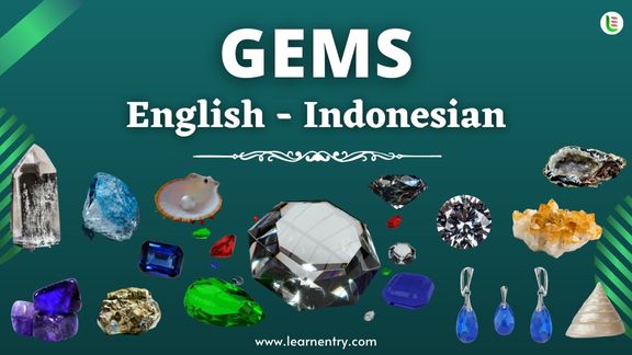 Gems vocabulary words in Indonesian and English