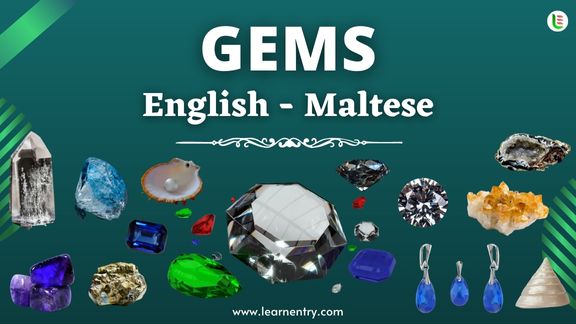 Gems vocabulary words in Maltese and English