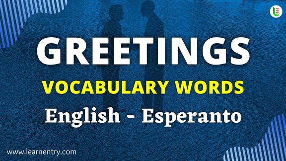 Greetings vocabulary words in Esperanto and English