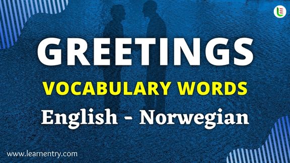 Greetings vocabulary words in Norwegian and English