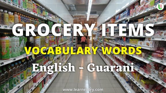 Grocery items vocabulary words in Guarani and English