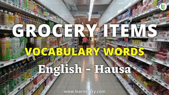 Grocery items vocabulary words in Hausa and English