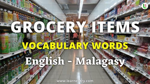 Grocery items vocabulary words in Malagasy and English