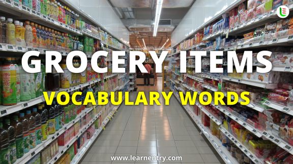 Grocery items vocabulary words in English